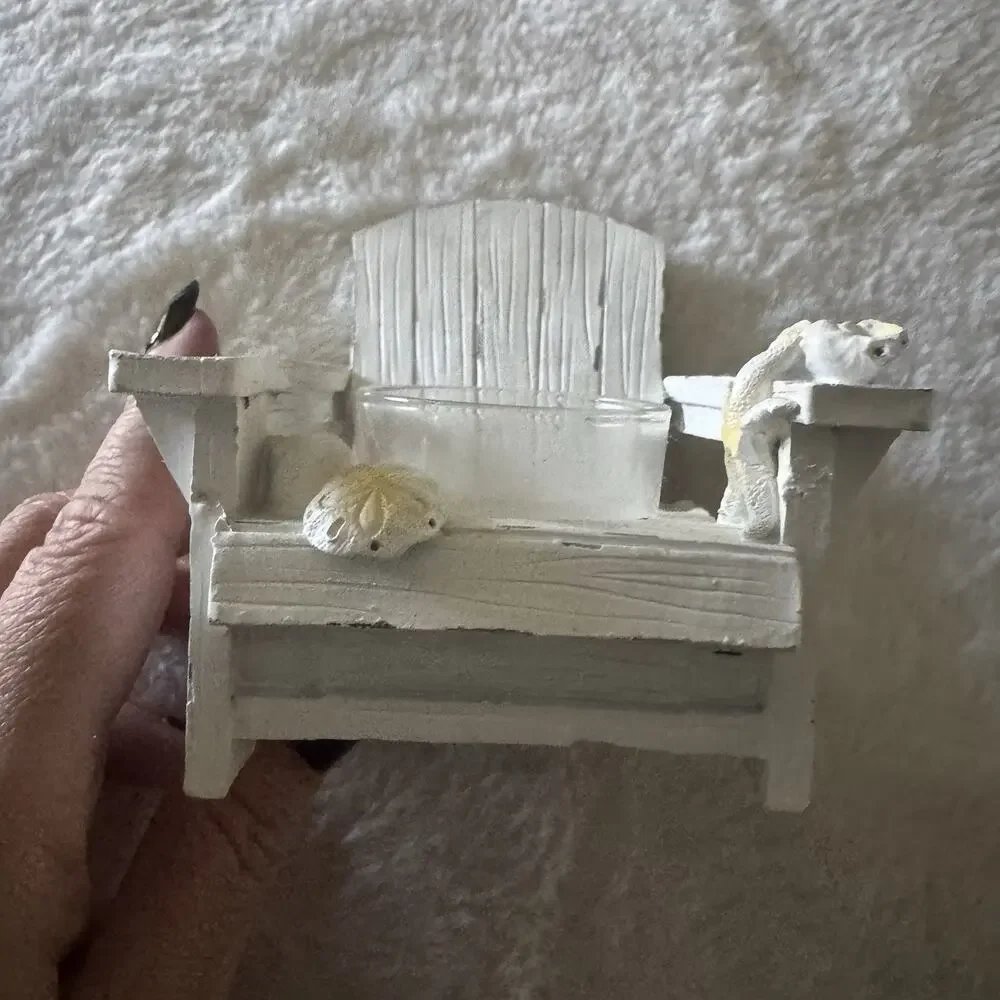 Yankee Candle White Distressed Adirondack Chair Tea Light Holder Beach Aesthetic
